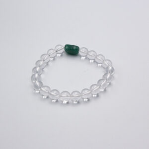 Natural Clear Quartz Crystal with Green Jade Crystal Bracelet 8mm