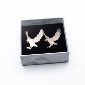 Exquisite 925 Silver Flying Eagle Design Brooch Pair
