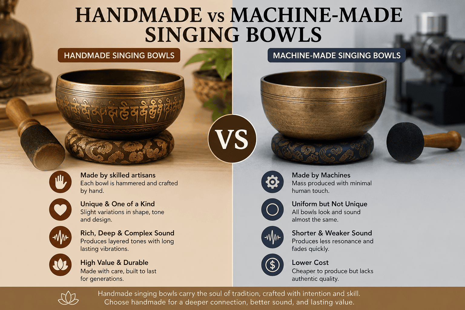 handmade vs machine-made singing bowls