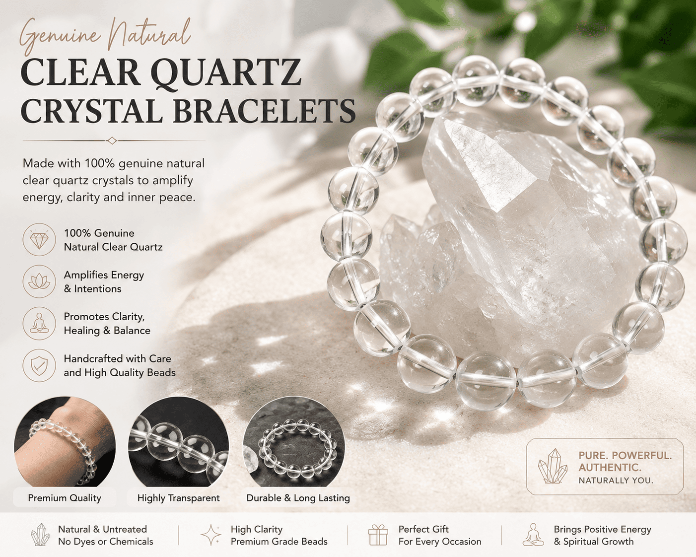 genuine natural clear quartz